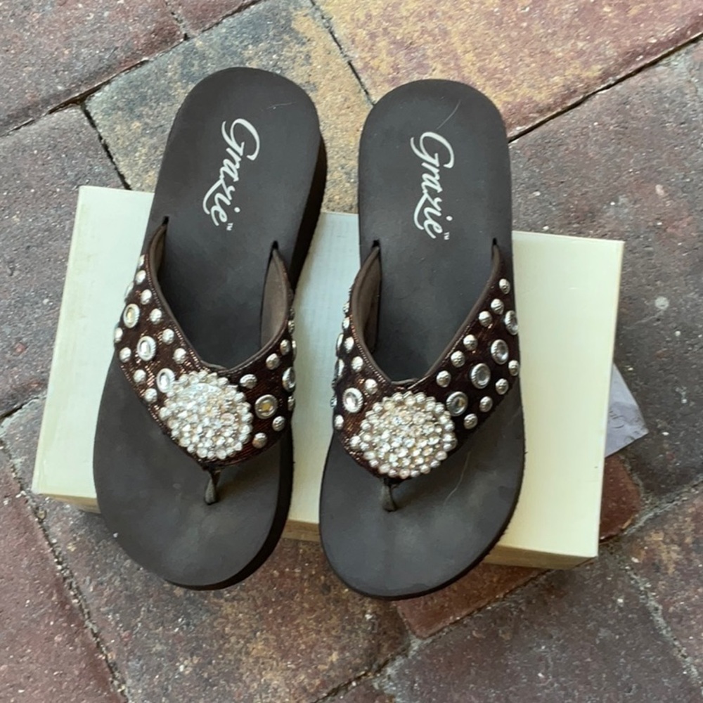 GRAZIE wedge sandals Bronze size 8
